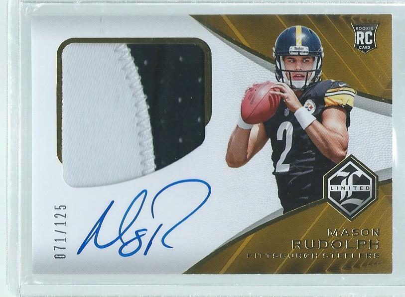 MASON RUDOLPH 2018 PANINI LIMITED 2 COLOR PATCH ON CARD AUTO RC #D /125