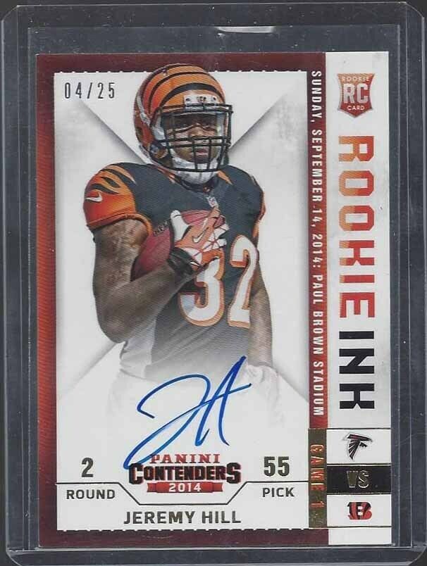 JEREMY HILL 2014 PANINI CONTENDERS ROOKIE INK GOLD ON CARD AUTO RC #D 4/25