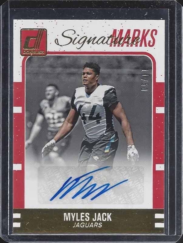 MYLES JACK 2016 DONRUSS SIGNATURE MARKS RED JAGUARS ROOKIE AUTO RC #D 11/50