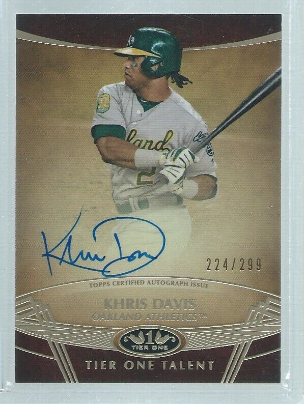 KHRIS DAVIS 2019 TOPPS TIER ONE ON CARD AUTO #D 224/299