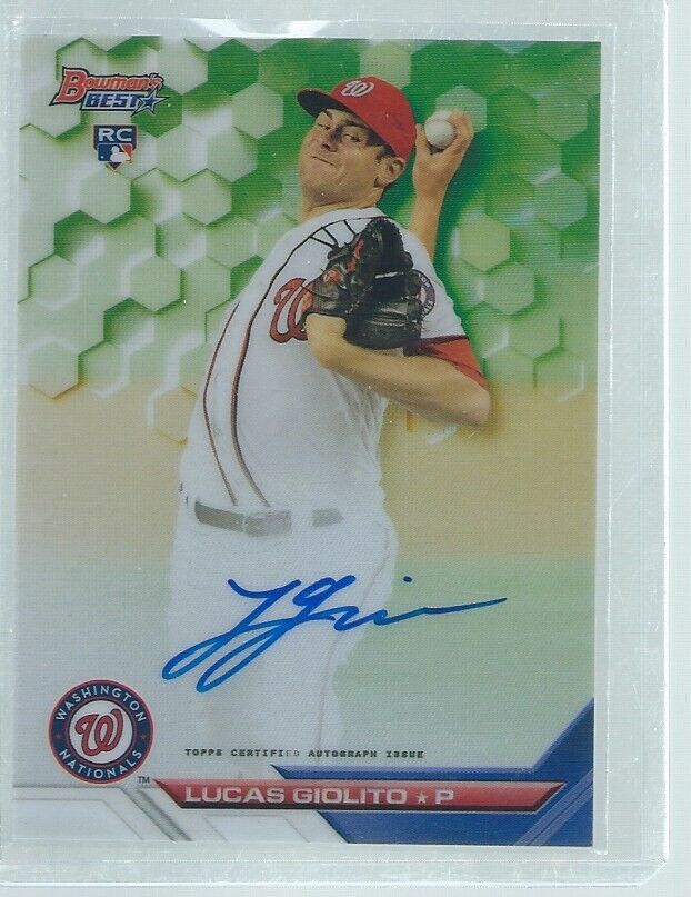LUCAS GIOLITO 2016 BOWMAN'S BEST ON CARD AUTO REFRACTOR ROOKIE RC