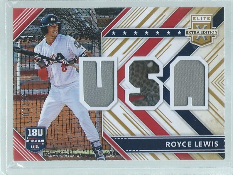 ROYCE LEWIS 2018 ELITE EXTRA EDITION USA TRIPLE PATCH PROSPECT #D 1/99