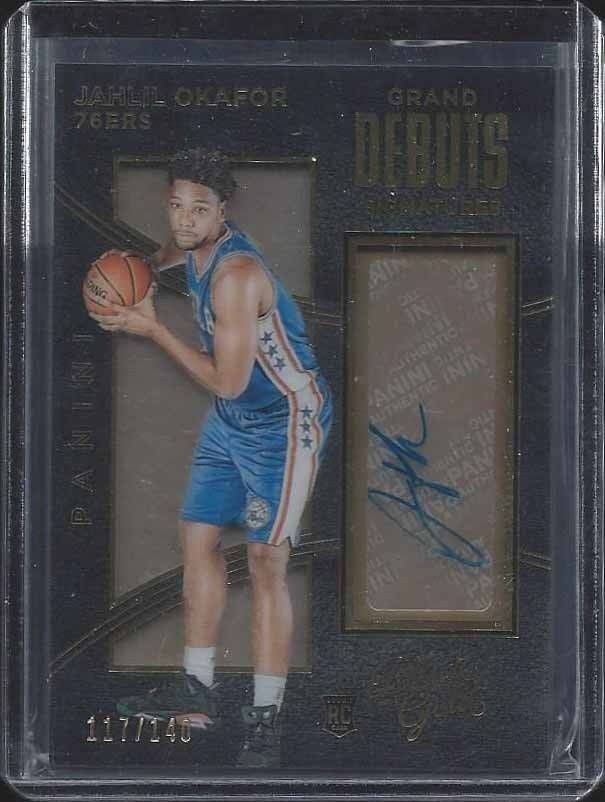 JAHLIL OKAFOR 2015-16 BLACK GOLD GRAND DEBUTS 76ERS ROOKIE AUTO RC #D 117/140
