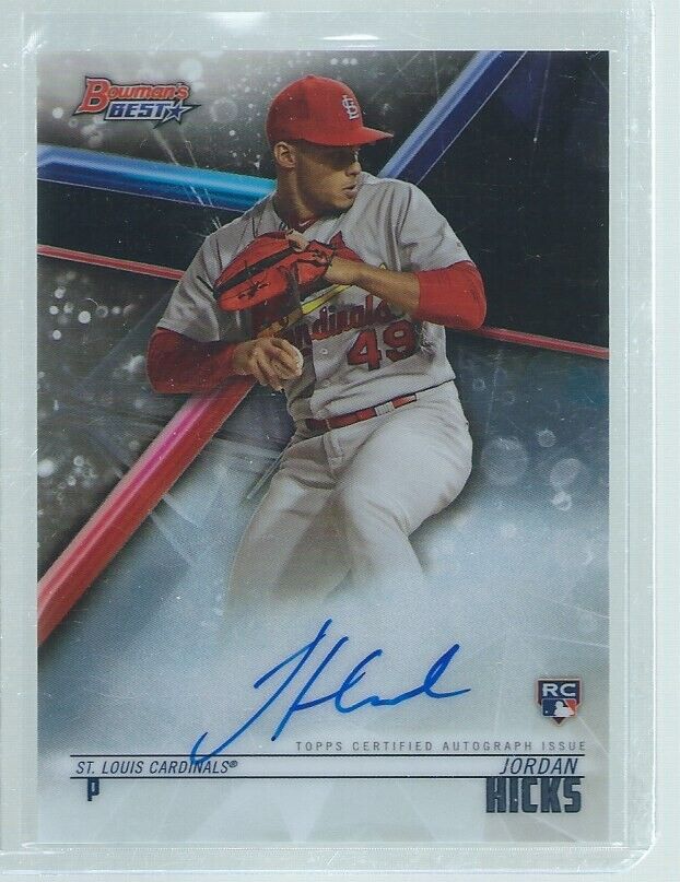 JORDAN HICKS 2018 BOWMAN'S BEST ON CARD AUTO ROOKIE RC