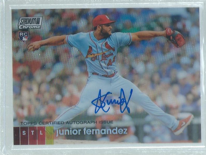 JUNIOR FERNANDEZ 2020 TOPPS STADIUM CLUB CHROME ON CARD AUTO REFRACTOR ROOKIE RC