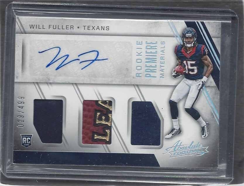WILL FULLER 2016 ABSOLUTE RPM ROOKIE PREMIERE MATERIALS PATCH AUTO RC #D /499