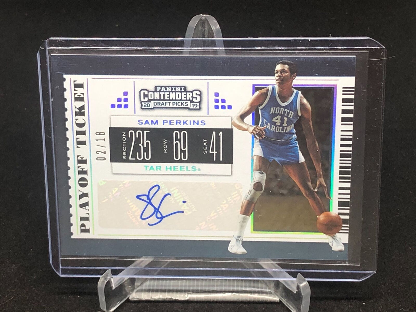 SAM PERKINS 2019-20 PANINI CONTENDERS DRAFT PICKS BLUE PLAYOFF TICKET #D 2/18
