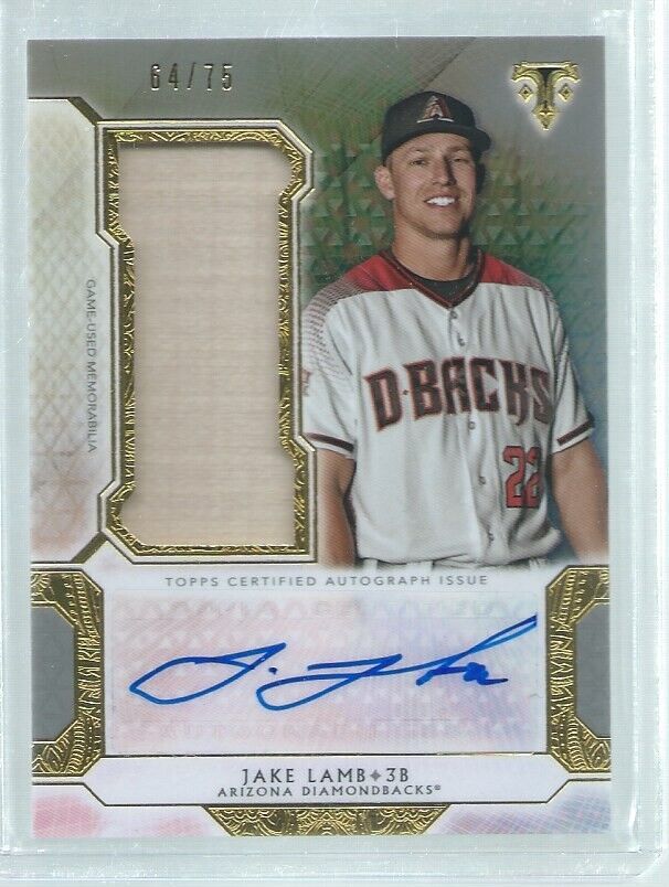 JAKE LAMB 2018 TRIPLE THREADS JUMBO BAT AUTO #D 64/75