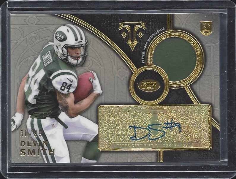 DEVIN SMITH 2015 TOPPS TRIPLE THREADS JETS ROOKIE JERSEY AUTO RC #D 80/99