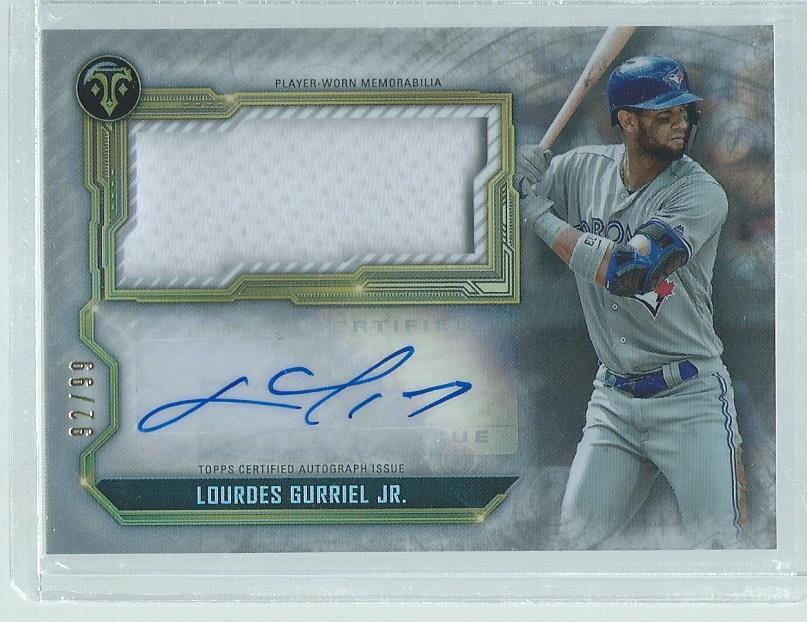 LOURDES GURRIEL JR 2020 TOPPS TRIPLE THREADS JERSEY AUTO #D 92/99