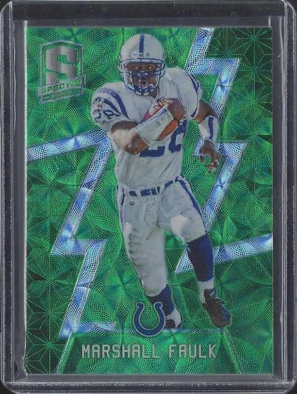 MARSHALL FAULK 2016 PANINI SPECTRA NEON GREEN DIE CUT PRIZM REFRACTOR #D 7/25