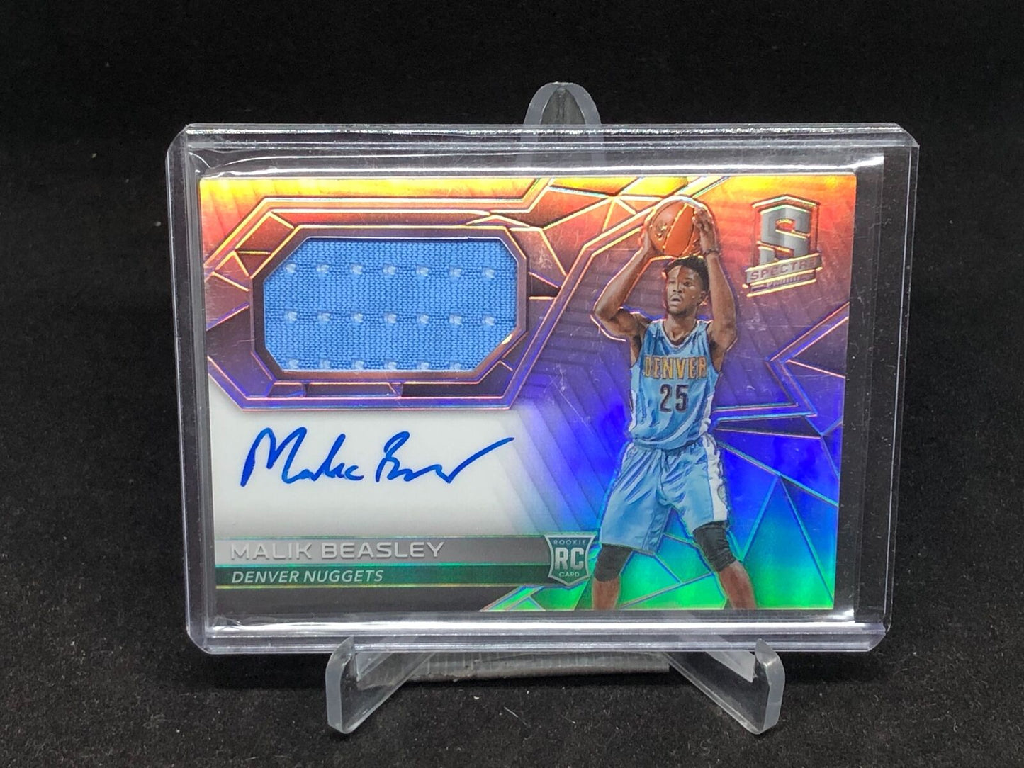 MALIK BEASLEY 2016-17 PANINI SPECTRA PRIZM JERSEY ON CARD AUTO RC #D 291/300