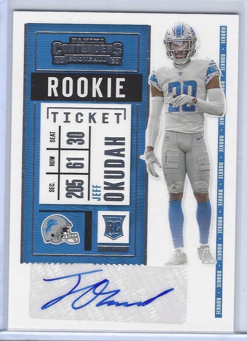 JEFF OKUDAH 2020 PANINI CONTENDERS ROOKIE TICKET VARIATION AUTO RC SP #143