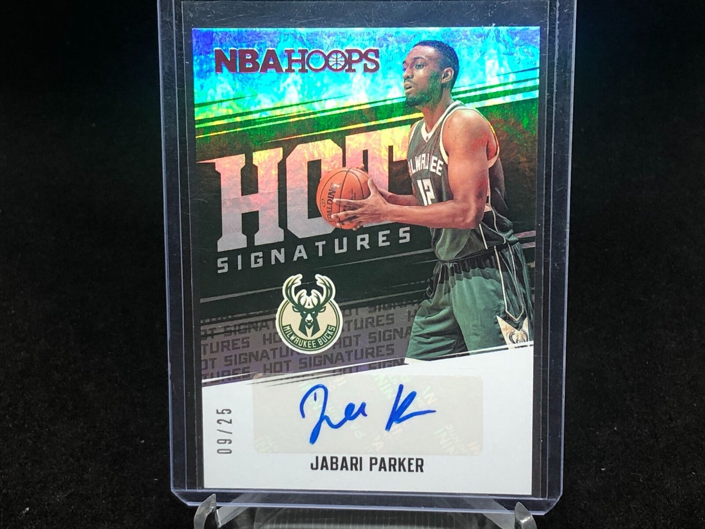 JABARI PARKER 2017-18 PANINI NBA HOOPS RED HOT SIGNATURES AUTO #D 9/25