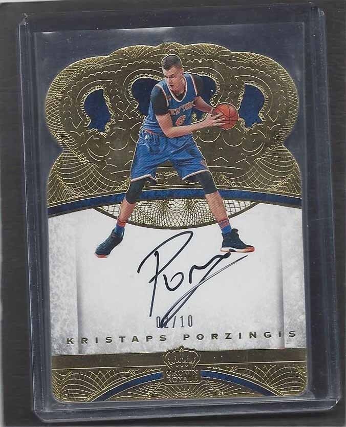KRISTAPS PORZINGIS 2016-17 PREFERRED CROWN ROYALE GOLD DIE CUT ON CARD AUTO 1/10