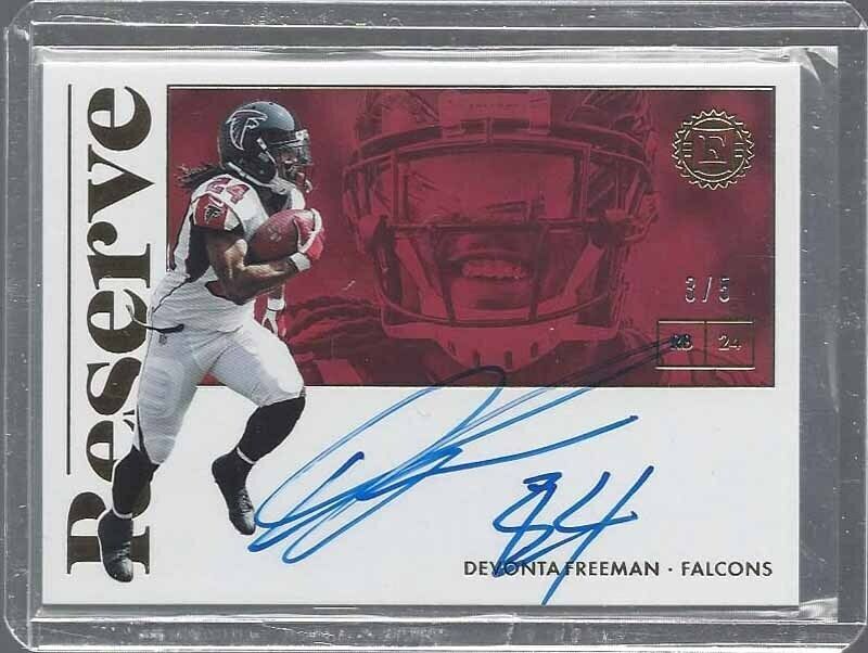 DEVONTA FREEMAN 2018 PANINI ENCASED RESERVE GOLD ON CARD AUTO #D 3/5