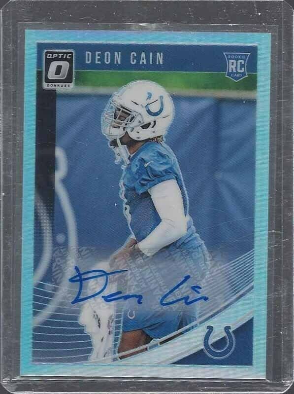 DEON CAIN 2018 DONRUSS OPTIC SILVER HOLO INDIANAPOLIS COLTS AUTO RC #D 51/99