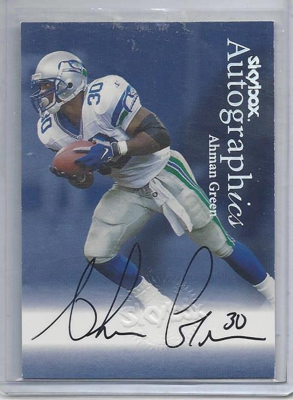 AHMAN GREEN 1999 FLEER SKYBOX AUTOGRAPHICS PACKERS SEAHAWKS ON CARD AUTO
