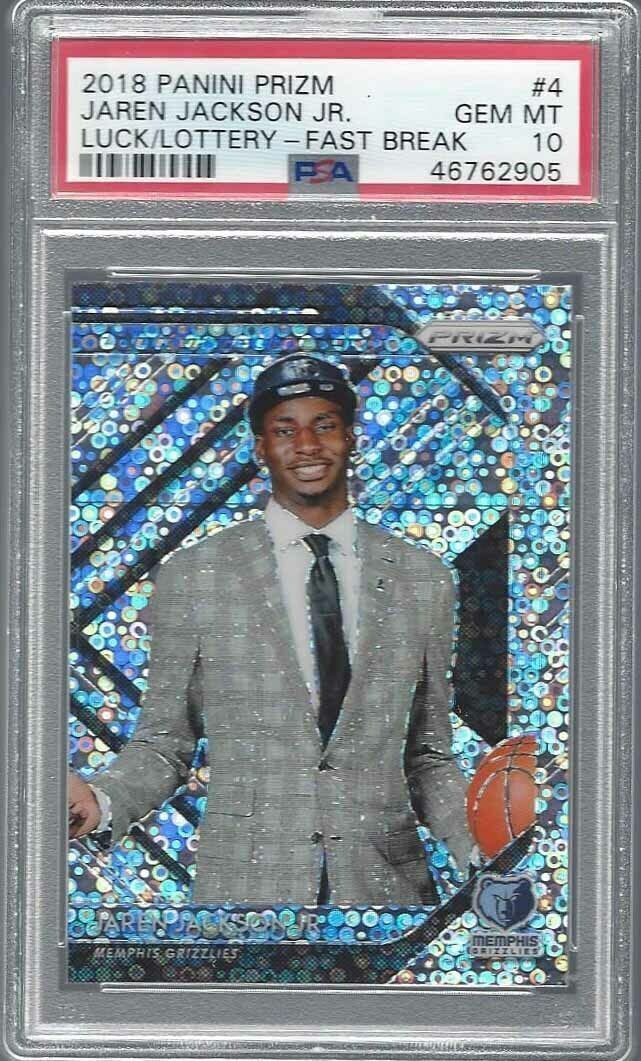 JAREN JACKSON JR 2018-19 PANINI PRIZM LUCK OF THE LOTTERY FAST BREAK RC PSA 10