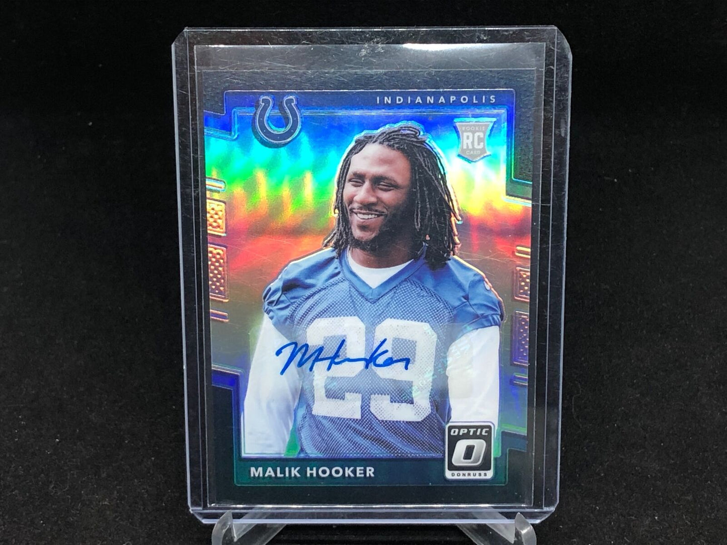 MALIK HOOKER 2017 PANINI DONRUSS OPTIC BLACK HOLO AUTO RC #D 2/25