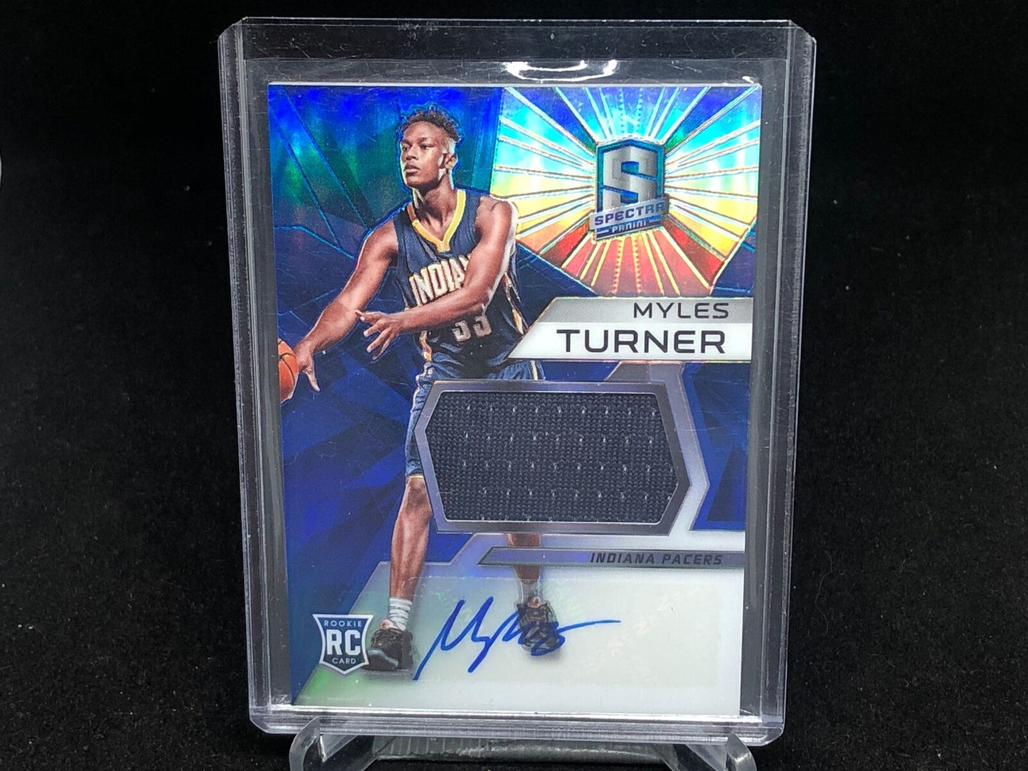 MYLES TURNER 2015-16 PANINI SPECTRA BLUE PRIZM JERSEY AUTO RC # 113
