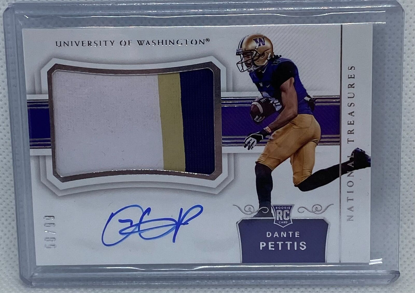 DANTE PETTIS 2018 PANINI NATIONAL TREASURES COLLEGIATE PATCH AUTO RC #D 58/99