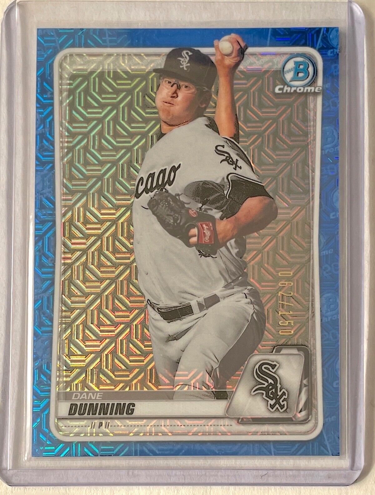 DANE DUNNING 2020 BOWMAN CHROME MEGA BOX PROSPECT BLUE MOJO REFRACTOR #D 062/150