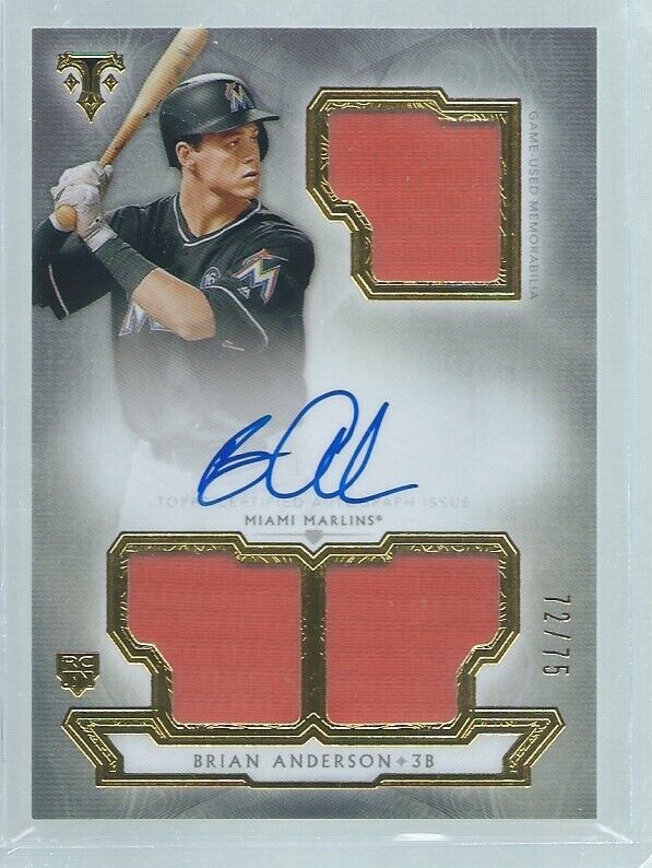BRIAN ANDERSON 2018 TOPPS TRIPLE THREADS TRIPLE JERSEY ON CARD AUTO RC #D 72/75