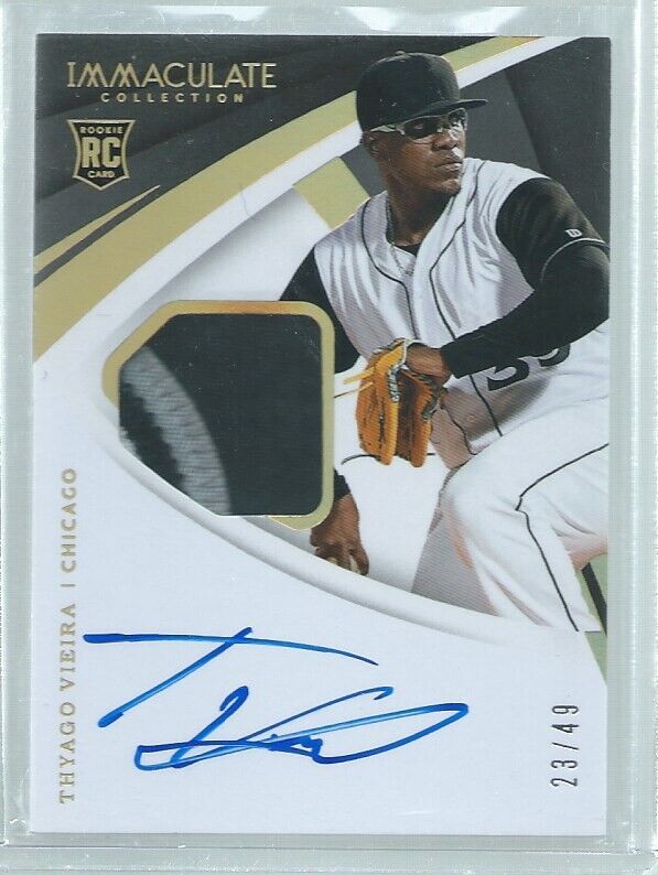 THYAGO VIEIRA 2018 IMMACULATE 2 COLOR PATCH ON CARD AUTO ROOKIE RC #D 23/49