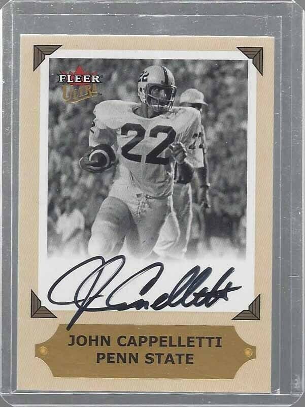 JOHN CAPPALLETTI 2001 FLEER ULTRA ON CARD PENN STATE COLLEGE GREATS PREVIEW AUTO