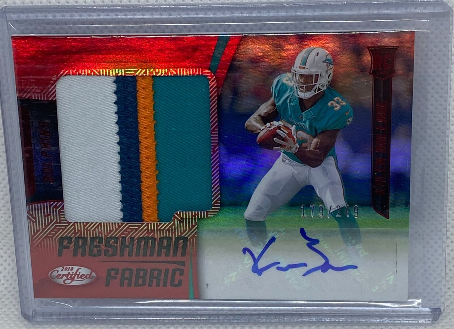 KALEN BALLAGE 2018 PANINI CERTIFIED FRESHMAN FABRIC RED PATCH AUTO RC #D /249