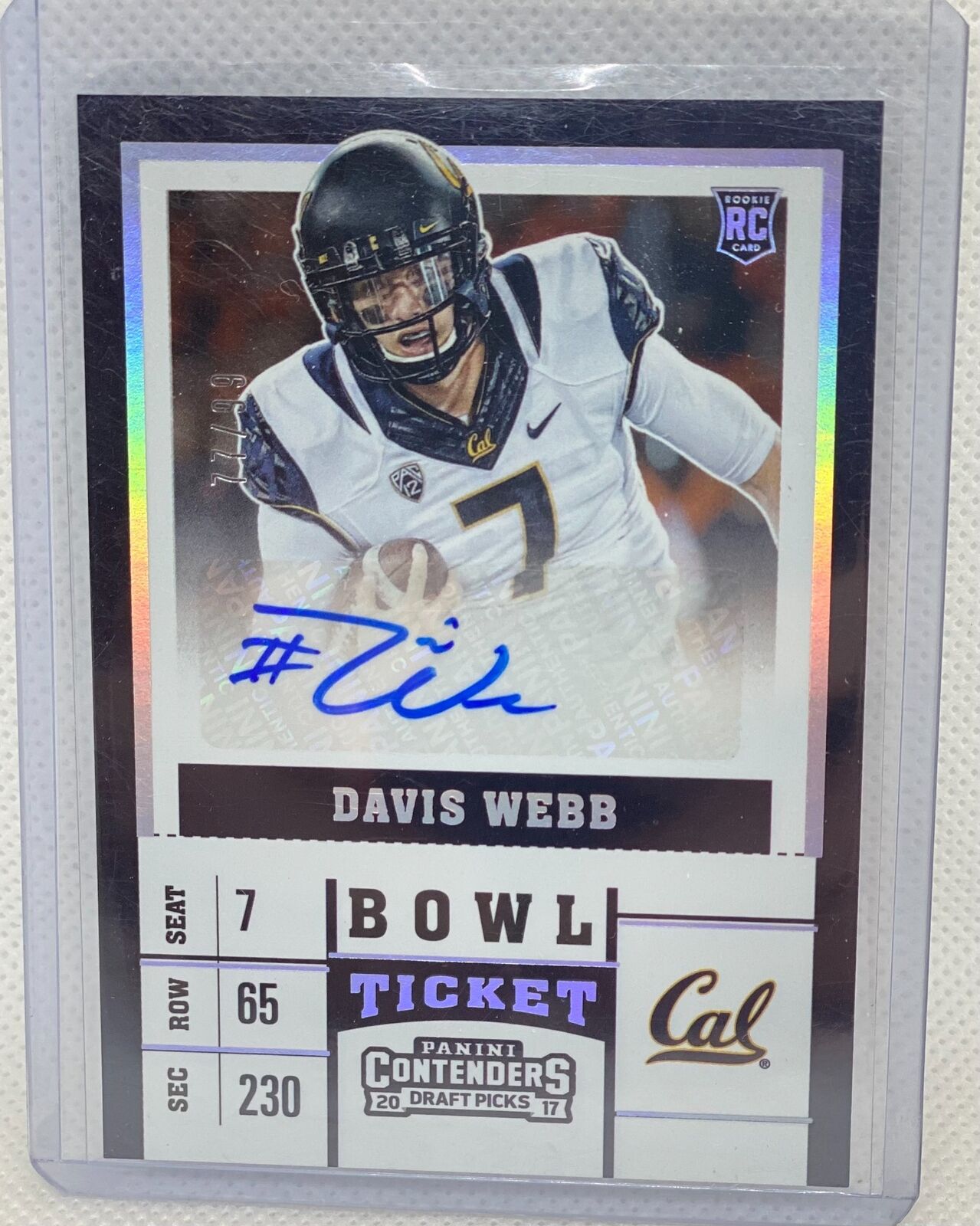DAVIS WEBB 2017 PANINI CONTENDERS BOWL TICKET AUTO RC #D 77/99