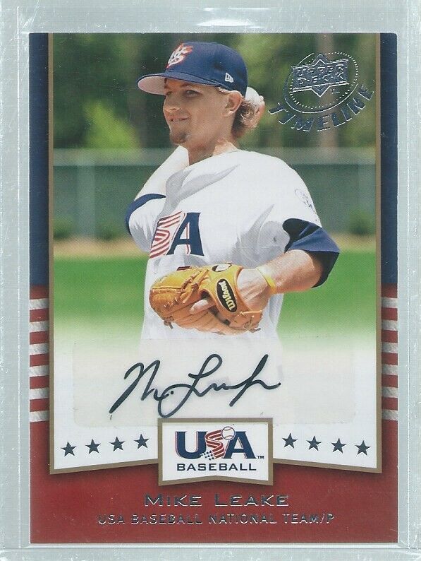 MIKE LEAKE 2008 UD TIMELINE USA BASEBALL AUTO PROSPECT