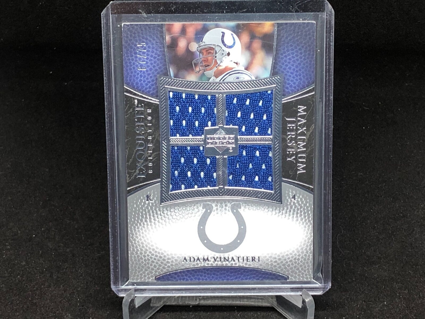ADAM VINATIERI 2007 UPPER DECK EXQUISITE COLLECTION QUAD JERSEY RELIC #D 67/75