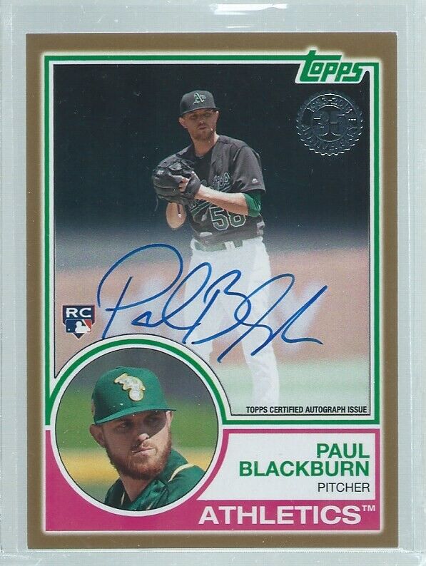 PAUL BLACKBURN 2018 TOPPS 35TH ANNIVERSARY 1983 ON CARD GOLD AUTO ROOKIE RC /50