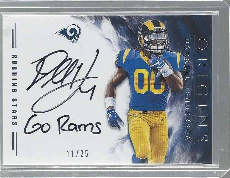 DARRELL HENDERSON 2019 ORIGINS RUSHING STARS GO RAMS INSCRIP ON CARD AUTO RC /25
