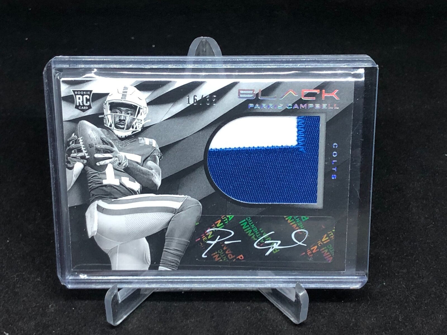 PARRIS CAMPBELL 2019 PANINI BLACK RPA 2 CLR PATCH AUTO RC #D 16/35