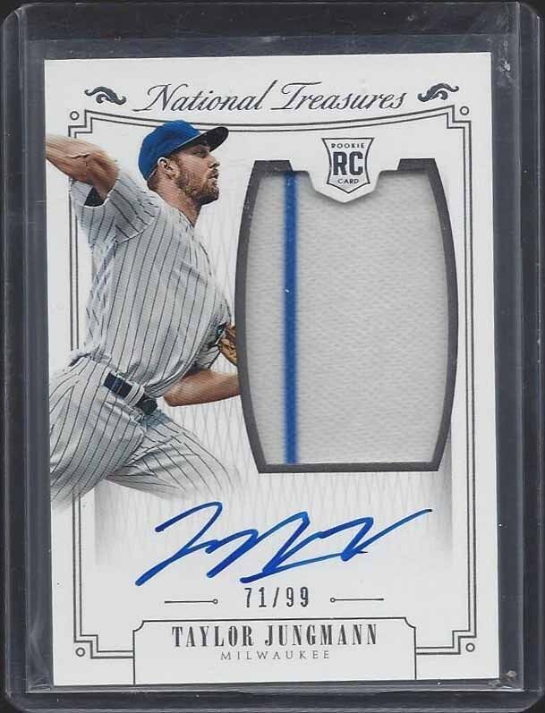 TAYLOR JUNGMANN 2015 NATIONAL TREASURES RPA ROOKIE JUMBO PATCH AUTO RC #D 71/99