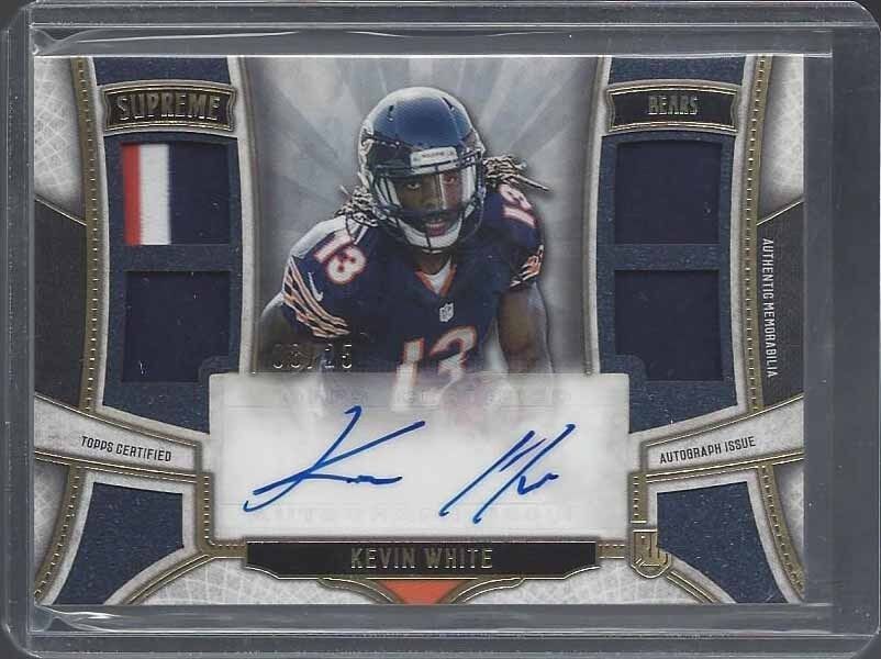 KEVIN WHITE 2015 TOPPS SUPREME GOLD 3 COLOR QUAD BEARS PATCH AUTO RC #D 8/25