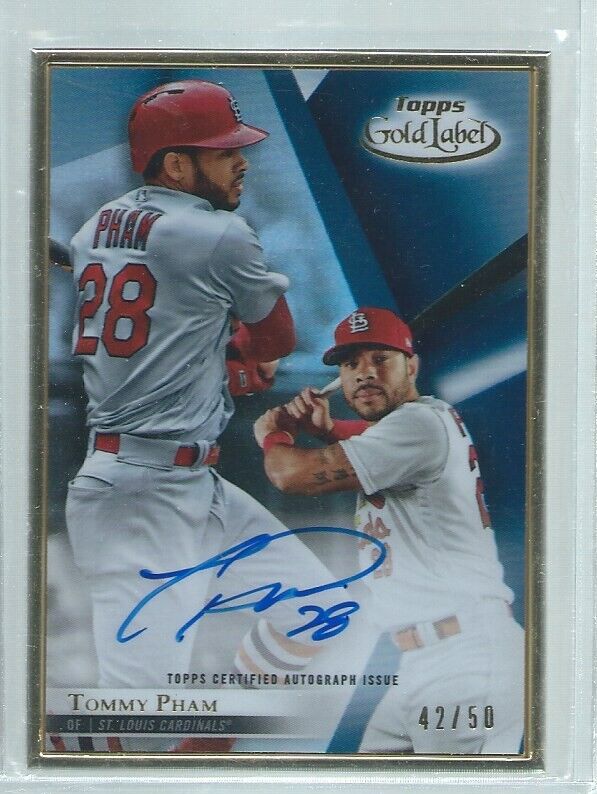 TOMMY PHAM 2018 TOPPS GOLD LABEL BLUE ON CARD AUTO #D 42/50