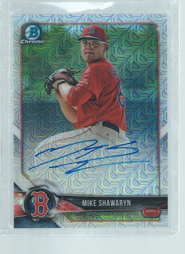 MIKE SHAWARYN 2018 BOWMAN CHROME MEGA BOX ON CARD AUTO PROSPECT REFRACTOR