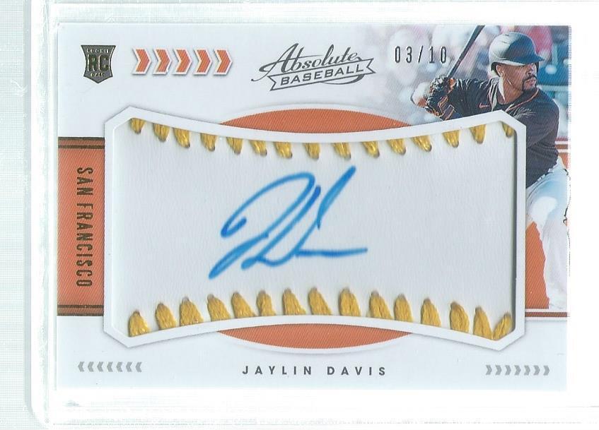 JAYLIN DAVIS 2020 ABSOLUTE SWEET SPOT GOLD ON CARD AUTO ROOKIE RC #D 3/10