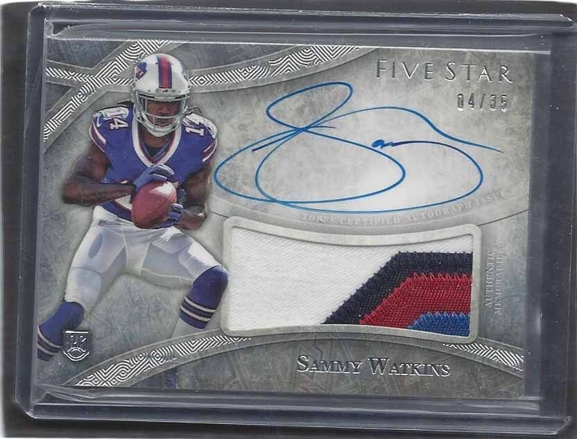 SAMMY WATKINS 2014 TOPPS FIVE STAR BILLS 4 COLOR JUMBO RPA PATCH AUTO RC #D /45