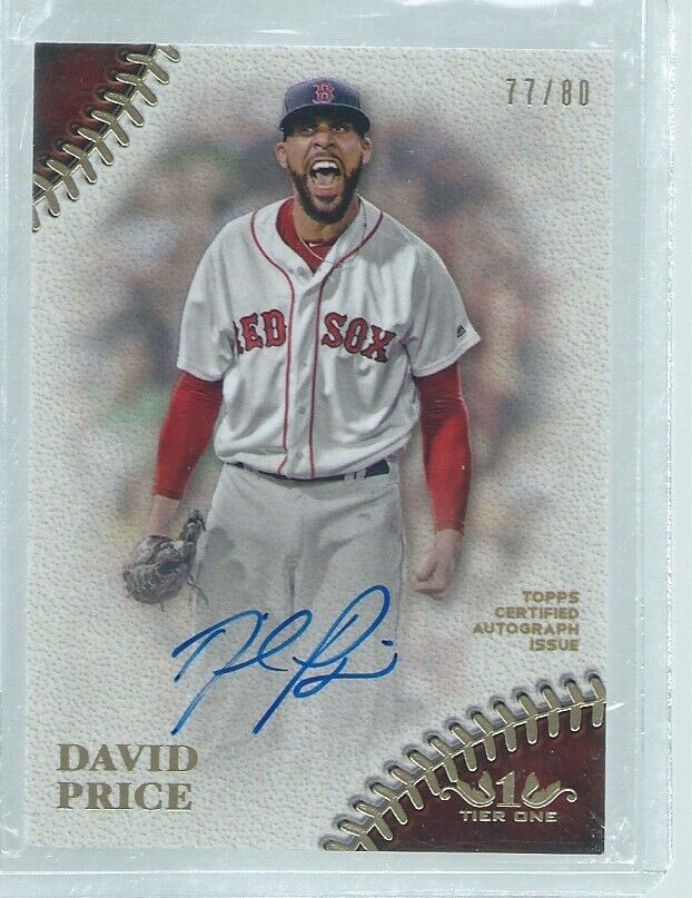 DAVID PRICE 2018 TOPPS TIER ONE ON CARD AUTO #D 77/80
