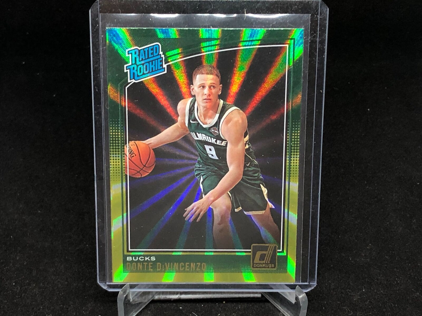 DONTE DIVINCENZO 2018-19 PANINI DONRUSS RATED ROOKIE GREEN YELLOW LASER RC # 164