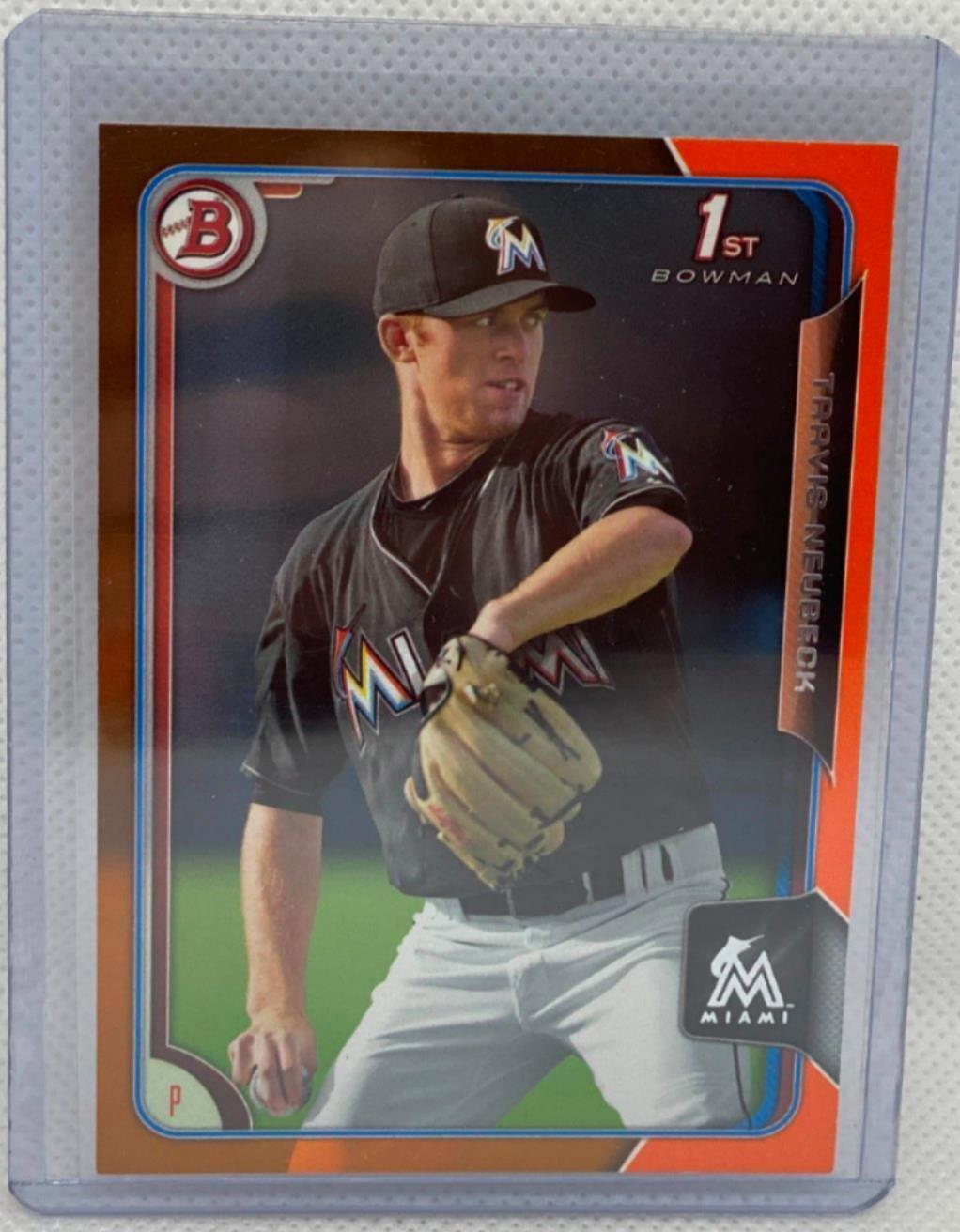 TRAVIS NEUBECK 2015 BOWMAN 1ST PROSPECT ORANGE BORDER #D 08/25