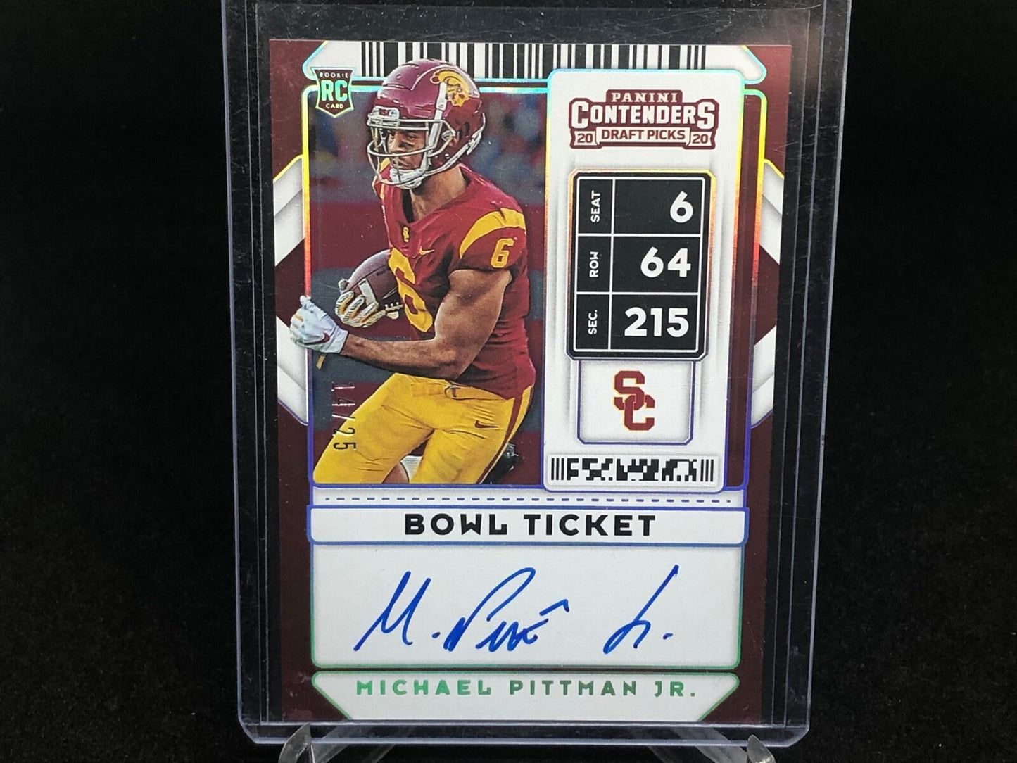 MICHAEL PITTMAN JR 2020 CONTENDERS DRAFT PICKS BOWL TICKET ON CARD AUTO RC /25