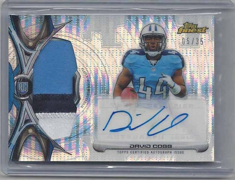 DAVID COBB 2015 FINEST RPA PULSAR REFRACTOR JUMBO ROOKIE PATCH AUTO RC #D /35