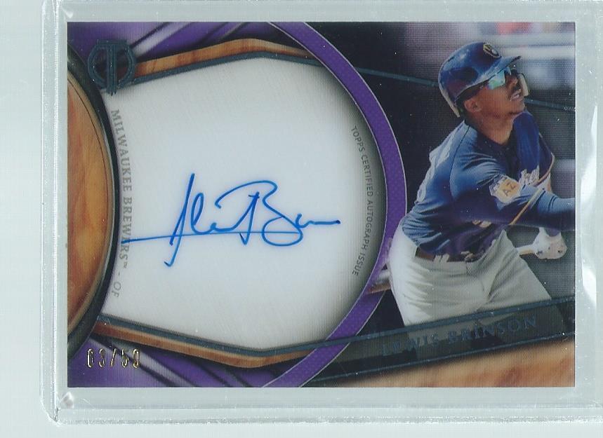 LEWIS BRINSON 2018 TOPPS TRIBUTE ON CARD AUTO PURPLE #D 3/50