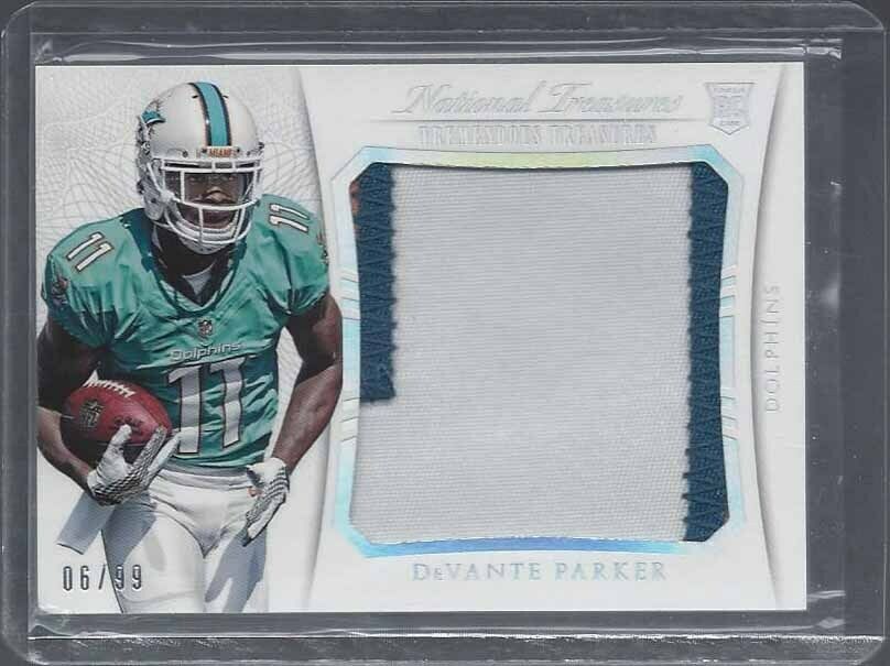 DEVANTE PARKER 2015 NATIONAL TREASURES TREMENDOUS JUMBO 3 COLOR PATCH RC #D 6/99